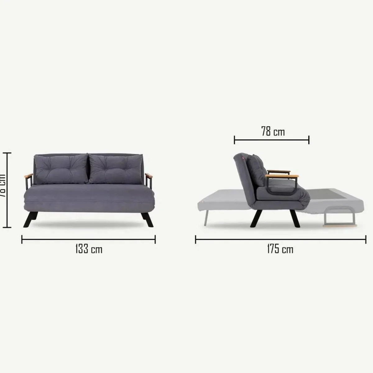 Divani Letto 2 Posti|Divano Contenitore Letto > Dmora Divano letto 2 posti 133x78cm - Calvin Beige