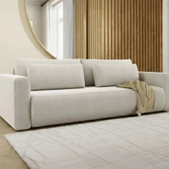 Divani Letto 2 Posti|Divano Contenitore Letto > Dmora Divano Letto 2 Posti Contenitore di Apertura a Libro 240x105 cm, Reclinabile - Erbezzo Bianco
