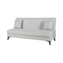 Divano Letto 3 Posti Bianco Contenitore di Apertura Click-clack 185x78 cm, Lavabile - Caneva