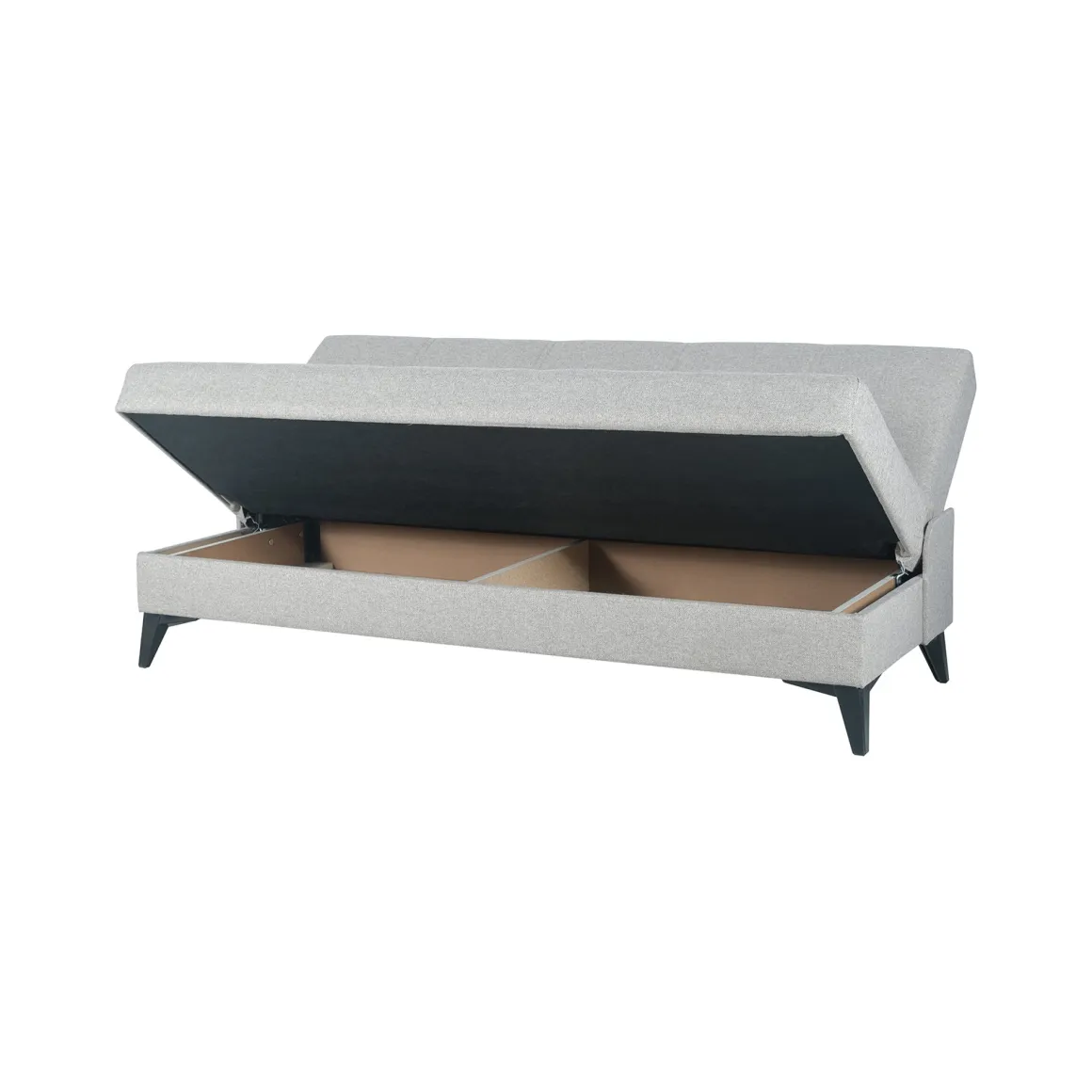 Divano Letto 3 Posti Bianco Contenitore di Apertura Click-clack 185x78 cm, Lavabile - Caneva