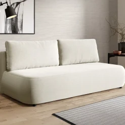 Divani Letto 2 Posti|Divano Contenitore Letto > Dmora Divano Letto 2 Posti Contenitore Cuscini Sfoderabili 210x106 cm, Reclinabile - Brugnato Bianco Crema