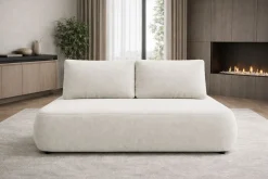 Divani Letto 2 Posti|Divano Contenitore Letto > Dmora Divano Letto 2 Posti Contenitore Cuscini Sfoderabili 210x106 cm, Reclinabile - Brugnato Bianco Crema