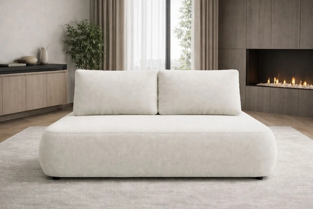 Divani Letto 2 Posti|Divano Contenitore Letto > Dmora Divano Letto 2 Posti Contenitore Cuscini Sfoderabili 210x106 cm, Reclinabile - Brugnato Bianco Crema