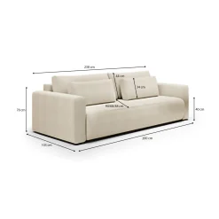 Divani Letto 2 Posti|Divano Contenitore Letto > Dmora Divano Letto 2 Posti Contenitore di Apertura a Libro 266x121 cm, Reclinabile - Golgi Bianco Crema