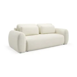 Divani Letto 3 Posti|Divano Contenitore Letto > Dmora Divano Letto 3 Posti Contenitore di Apertura a Libro 266x121 cm, Reclinabile - Sessame Bianco Crema