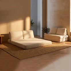 Divano Letto 2 Posti Bianco Reclinabile Apertura a Ribalta 31x31 cm, Posti a Sedere 2 - Albayz