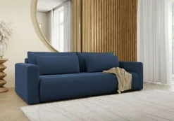 Divani Letto 2 Posti|Divano Contenitore Letto > Dmora Divano Letto 2 Posti Contenitore di Apertura a Libro 266x121 cm, Reclinabile - Golgi Blu