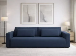 Divano Letto 2 Posti blu Contenitore di Apertura a Libro 240x105 cm, Reclinabile - Erbezzo