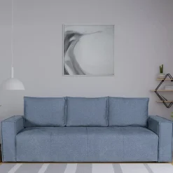 Divano Letto 3 Posti blu Contenitore di Apertura Click-clack 231x99 cm, Lavabile - Naturno