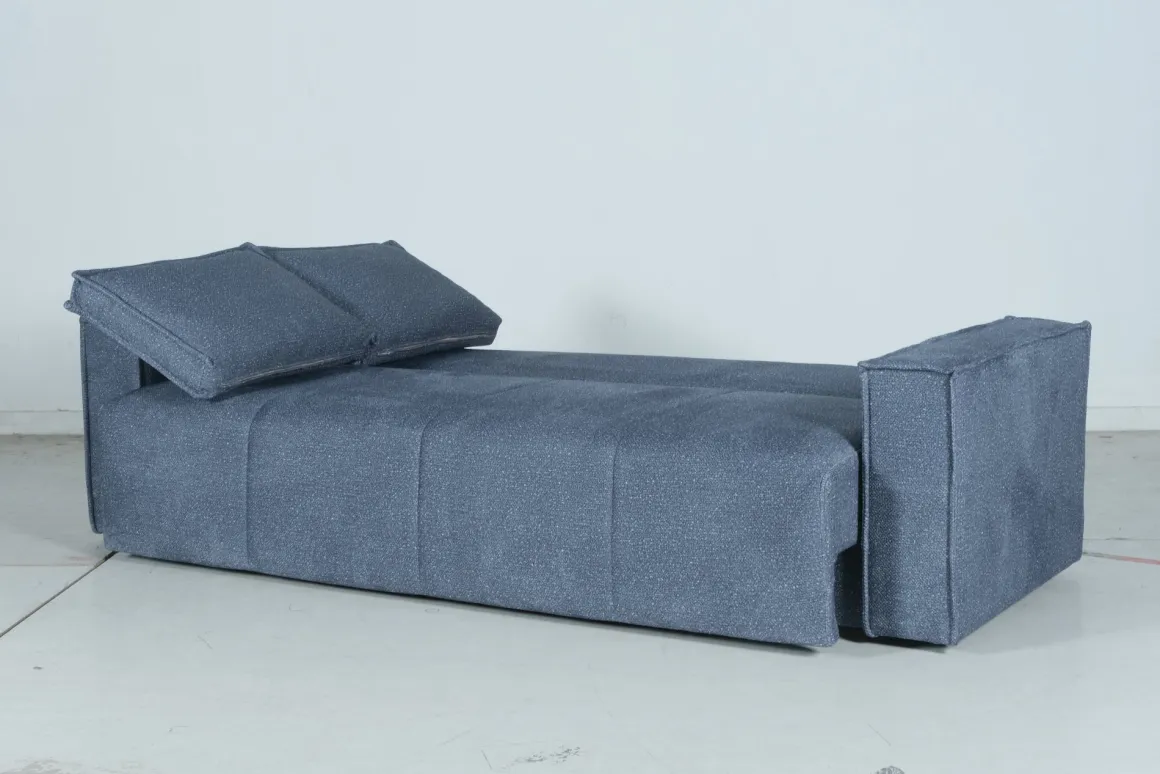 Divano Letto 3 Posti blu Contenitore di Apertura Click-clack 231x99 cm, Lavabile - Naturno
