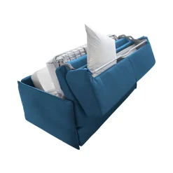 Divano Letto 2 Posti blu Sfoderabile Contenitore 160x95 cm, di Apertura a Ribalta Made in Italy - Follina