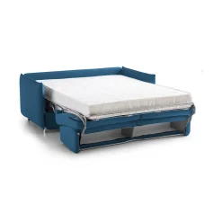 Divano Letto 2 Posti blu Sfoderabile Contenitore 160x95 cm, di Apertura a Ribalta Made in Italy - Follina