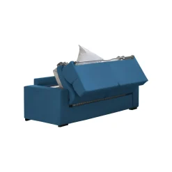 Divano Letto 2 Posti blu Sfoderabile Contenitore 180x95 cm, di Apertura a Ribalta Made in Italy - Casabona