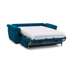 Divano Letto 2 Posti blu Sfoderabile Contenitore 205x95 cm, di Apertura a Ribalta Made in Italy - Contrada