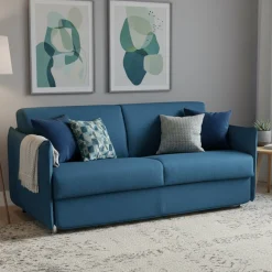 Divano Letto 3 Posti blu Sfoderabile Contenitore 200x95 cm, Lavabile Made in Italy - Gravere