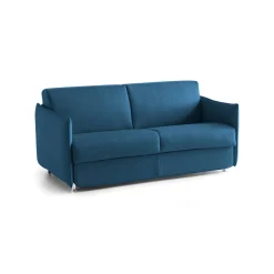 Divano Letto 3 Posti blu Sfoderabile Contenitore 200x95 cm, Lavabile Made in Italy - Gravere