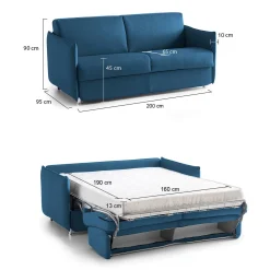 Divani Letto 3 Posti|Divano Contenitore Letto > Dmora Divano Letto 3 Posti Sfoderabile Contenitore 220x95 cm, Lavabile Made in Italy - Marcon Blu