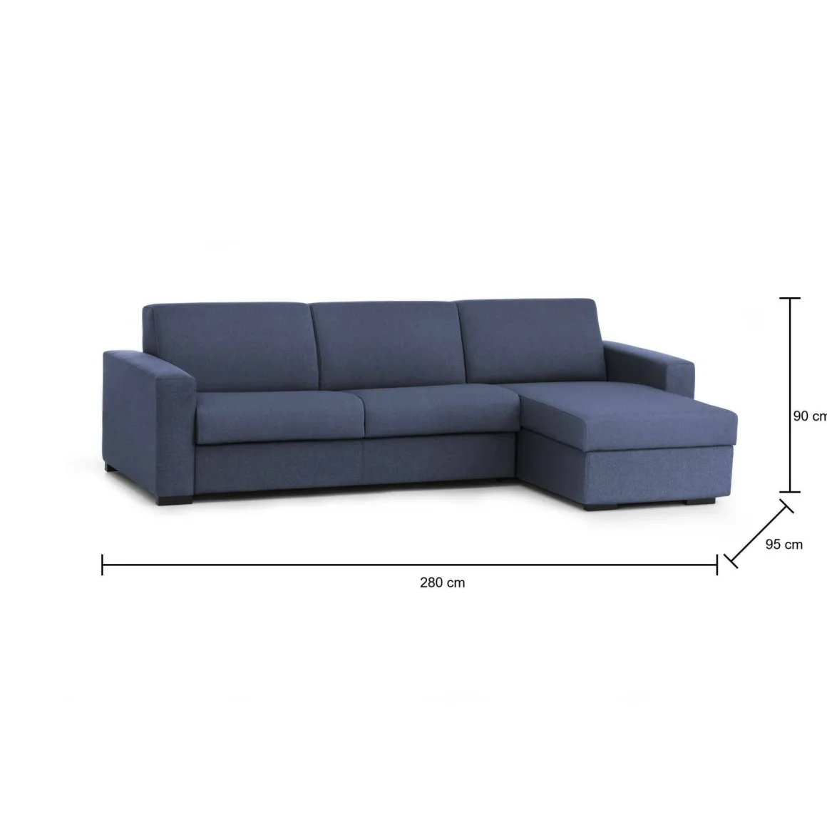 Divano letto 4 posti blu 280x95cm - Aika