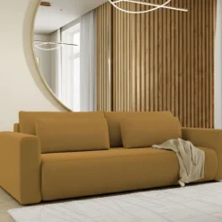 Divano Letto 2 Posti Giallo Contenitore di Apertura a Libro 240x105 cm, Reclinabile - Erbezzo