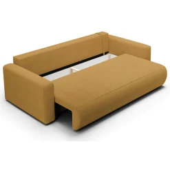 Divano Letto 2 Posti Giallo Contenitore di Apertura a Libro 240x105 cm, Reclinabile - Erbezzo
