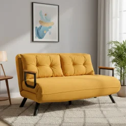 Divano letto 2 posti giallo 133x78cm - Calvin