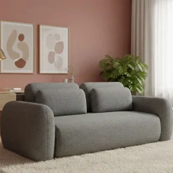 Divano Letto 3 Posti Grigio Cenere Contenitore di Apertura a Libro 266x121 cm, Reclinabile - Sessame