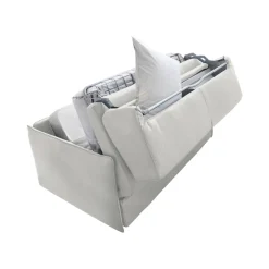 Divano Letto 2 Posti Grigio Chiaro Sfoderabile Contenitore 160x95 cm, di Apertura a Ribalta Made in Italy - Follina