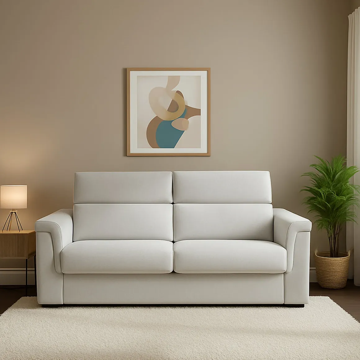 Divano Letto 2 Posti Grigio Chiaro Sfoderabile Contenitore 205x95 cm, Lavabile Made in Italy - Biscossi