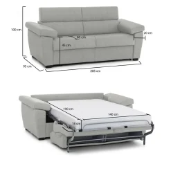 Divani Letto 2 Posti|Divano Contenitore Letto > Dmora Divano Letto 2 Posti Sfoderabile Contenitore 205x95 cm, di Apertura a Ribalta Made in Italy - Fisciano Grigio Chiaro
