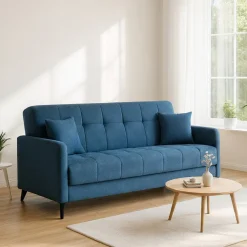 Divano Letto 3 Posti Grigio Chiaro Contenitore di Apertura Click-clack 211x92 cm, Lavabile - Novalesa