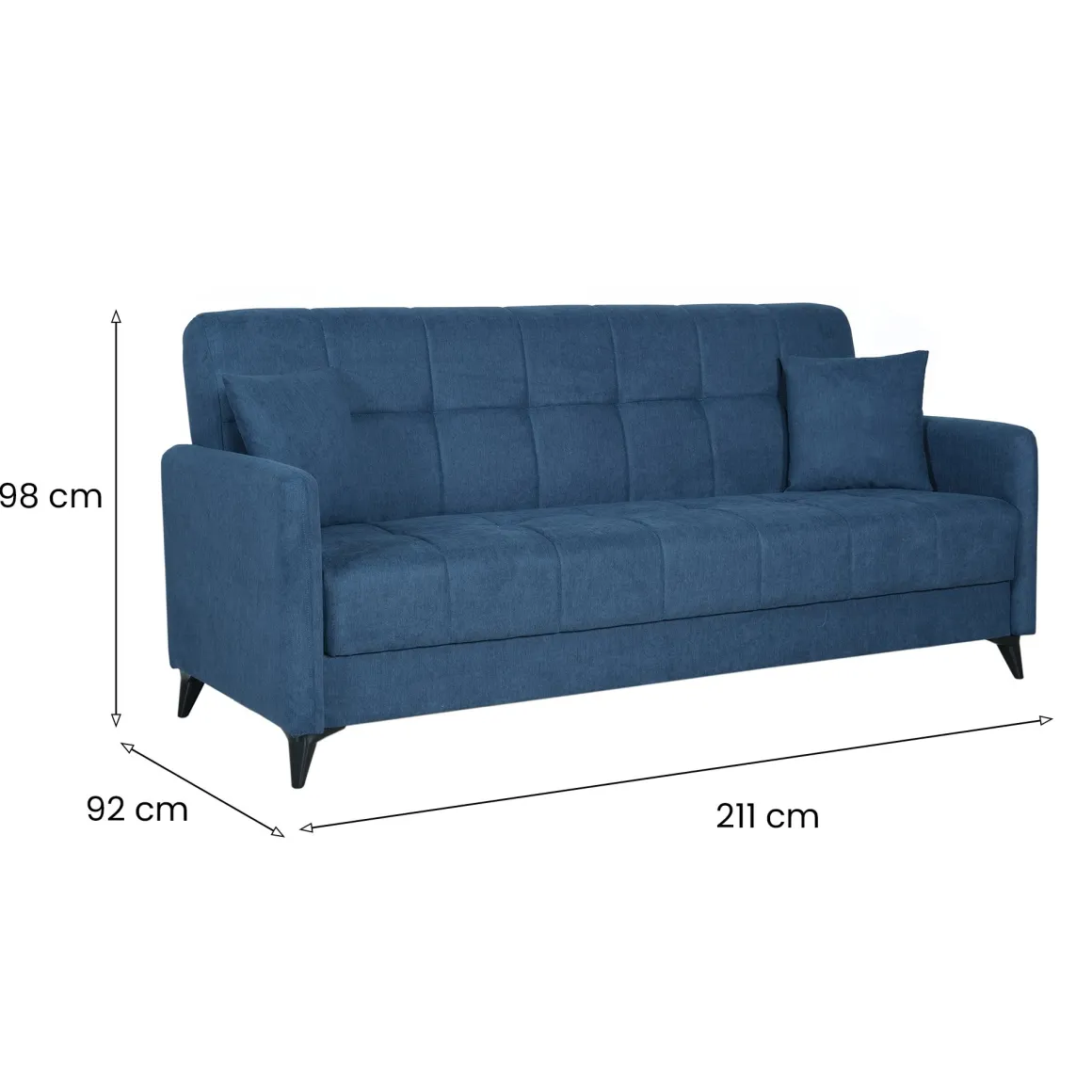 Divani Letto 3 Posti|Divano Contenitore Letto > Dmora Divano Letto 3 Posti Contenitore di Apertura Click-clack 225x83 cm, Lavabile - Ribera Grigio Chiaro