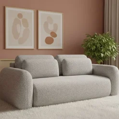 Divano Letto 3 Posti Grigio Chiaro Contenitore di Apertura a Libro 266x121 cm, Reclinabile - Sessame