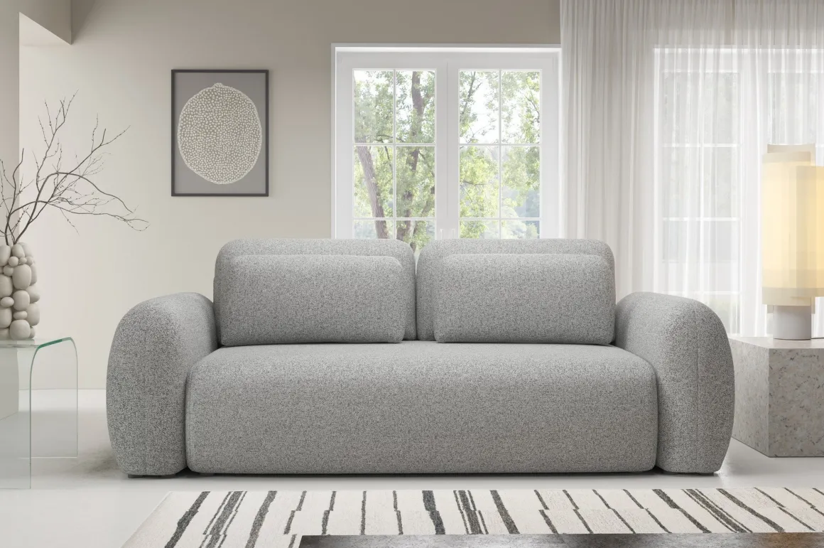 Divano Letto 3 Posti Grigio Chiaro Contenitore di Apertura a Libro 266x121 cm, Reclinabile - Sessame