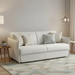 Divano Letto 3 Posti Grigio Chiaro Sfoderabile Contenitore 200x95 cm, Lavabile Made in Italy - Gravere
