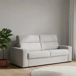 Divano Letto 3 Posti Grigio Chiaro Sfoderabile Contenitore 220x95 cm, Lavabile Made in Italy - Quindici