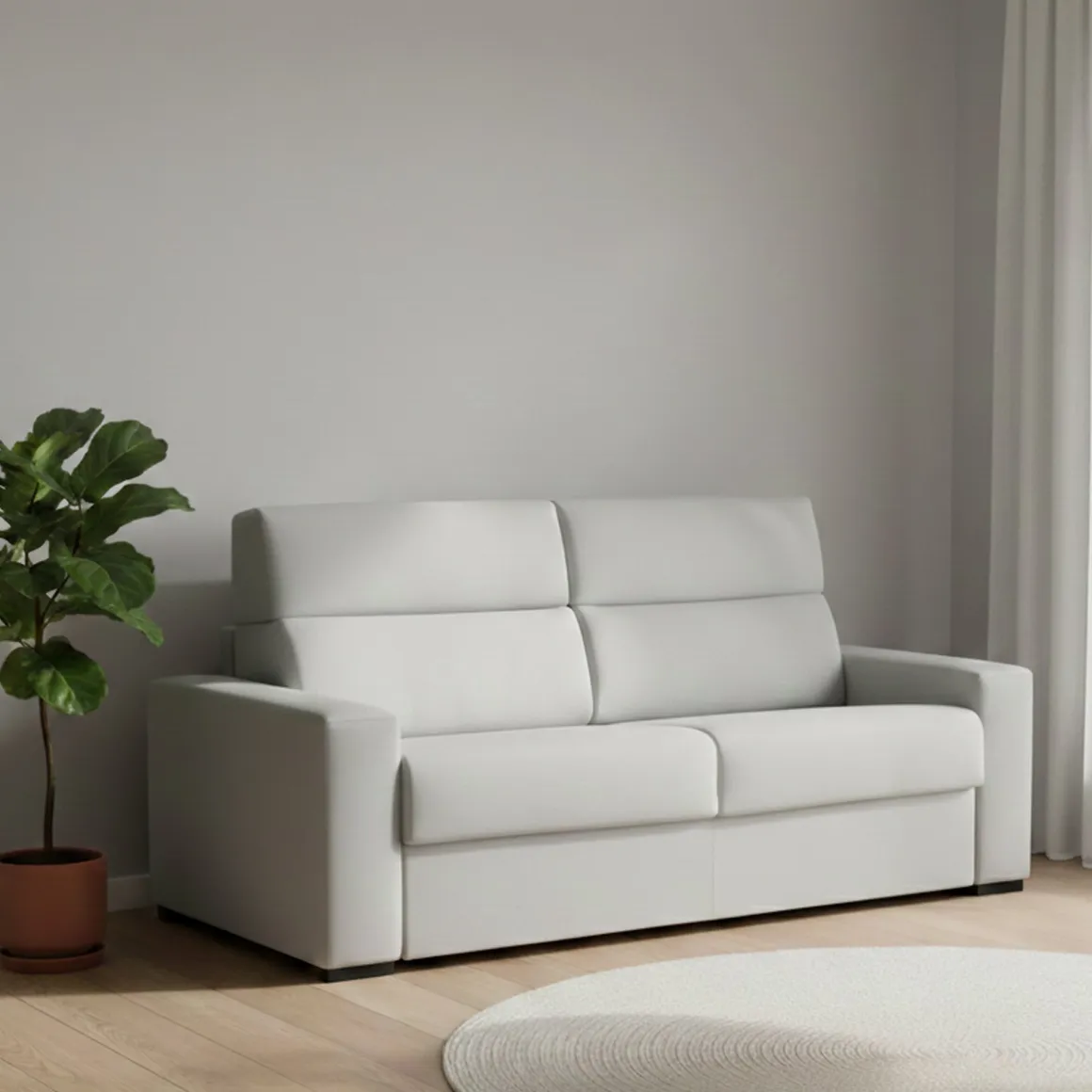 Divano Letto 3 Posti Grigio Chiaro Sfoderabile Contenitore 220x95 cm, Lavabile Made in Italy - Quindici