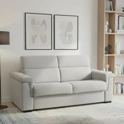 Divano Letto 3 Posti Grigio Chiaro Sfoderabile Contenitore 225x95 cm, Lavabile Made in Italy - Nus