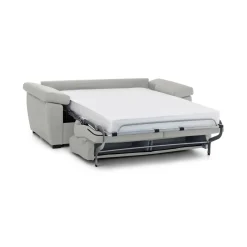 Divano Letto 3 Posti Grigio Chiaro Sfoderabile Contenitore 225x95 cm, Lavabile Made in Italy - Trino