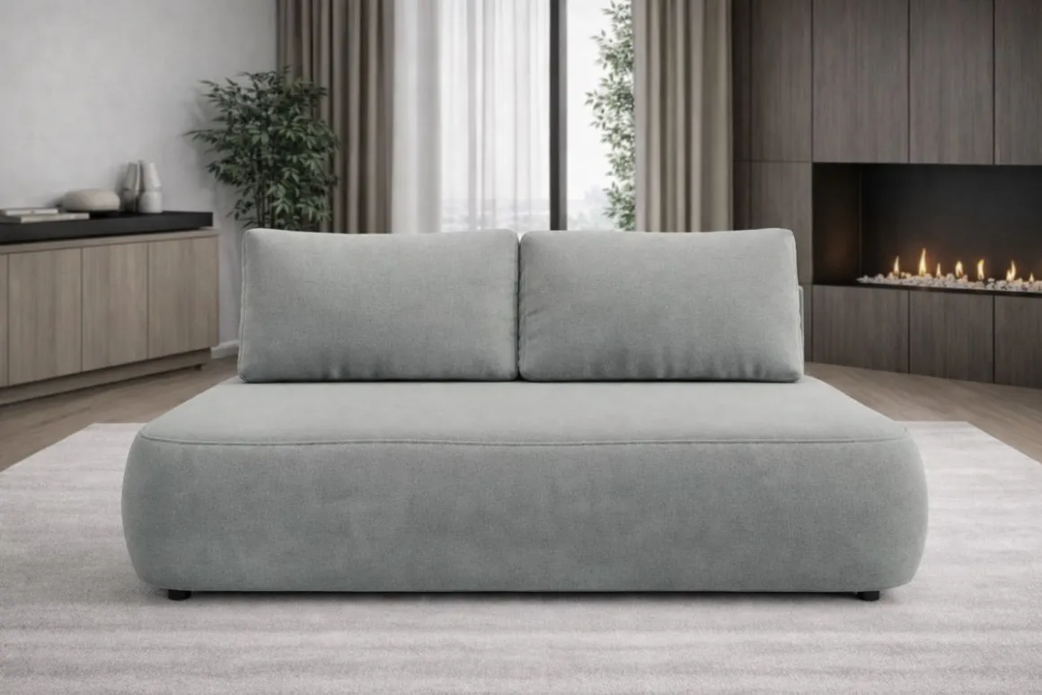 Divano Letto 2 Posti Grigio Contenitore Cuscini Sfoderabili 210x106 cm, Reclinabile - Brugnato