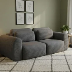 Divano Letto 2 Posti Grigio Contenitore di Apertura a Libro 266x121 cm, Reclinabile - Golgi