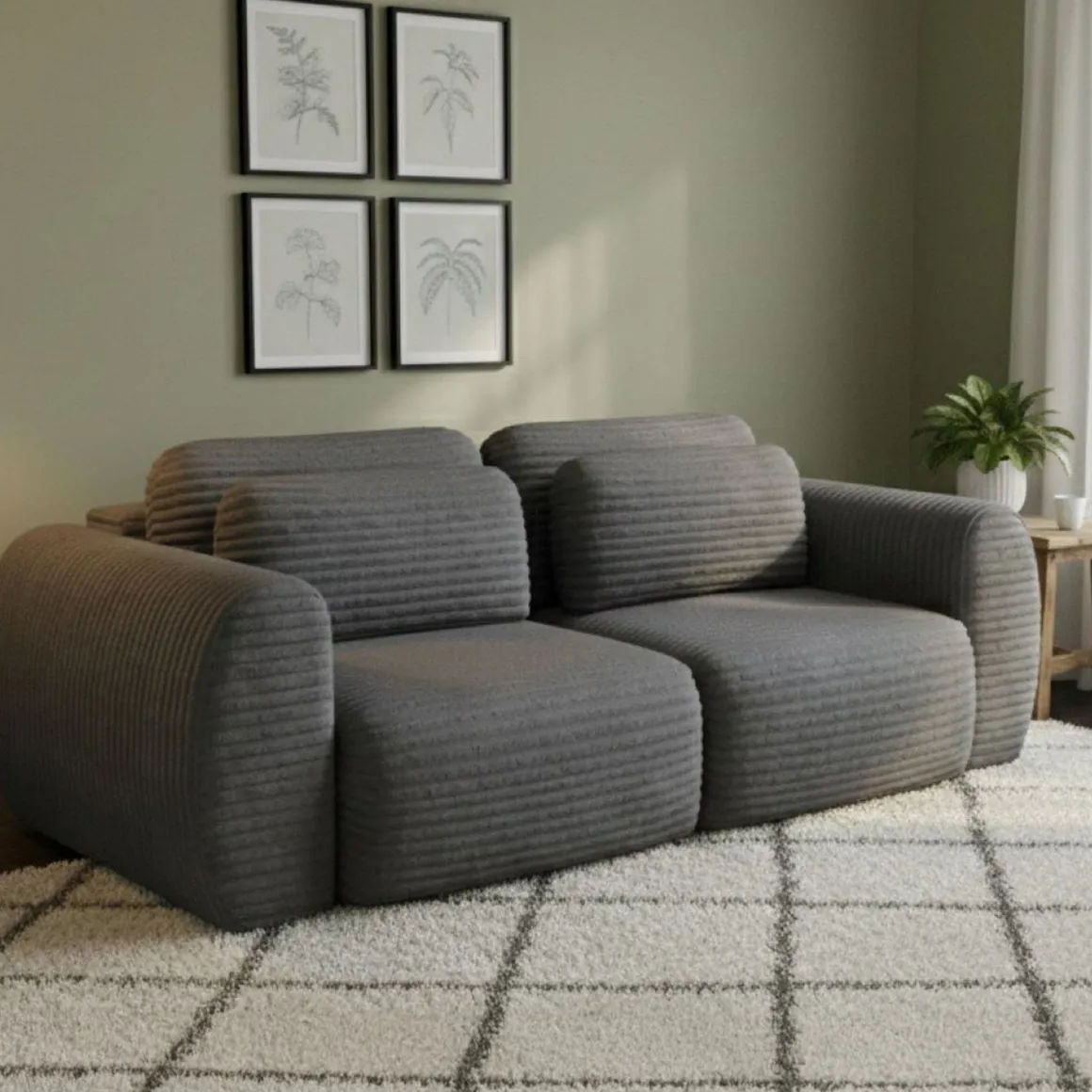 Divano Letto 2 Posti Grigio Contenitore di Apertura a Libro 266x121 cm, Reclinabile - Golgi
