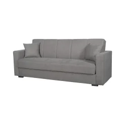 Divani Letto 3 Posti|Divano Contenitore Letto > Dmora Divano Letto 3 Posti Contenitore di Apertura Click-clack 222x88 cm, Lavabile - Nogara Grigio