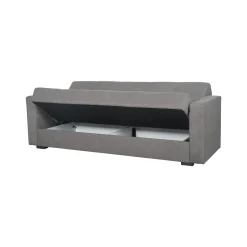Divano Letto 3 Posti Grigio Contenitore di Apertura Click-clack 214x80 cm, Lavabile - Giaveno