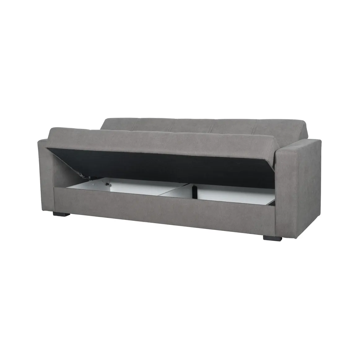 Divano Letto 3 Posti Grigio Contenitore di Apertura Click-clack 214x80 cm, Lavabile - Giaveno