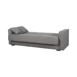 Divano Letto 3 Posti Grigio Contenitore di Apertura Click-clack 214x80 cm, Lavabile - Giaveno