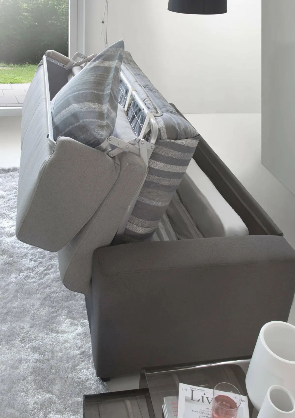 Divani Letto 2 Posti|Salotto > Dmora Divano letto 2 posti grigio e antracite 200x95cm - Andymion Grigio, Grigio Antracite