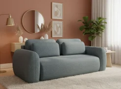 Divani Letto 3 Posti|Divano Contenitore Letto > Dmora Divano Letto 3 Posti Contenitore di Apertura a Libro 266x121 cm, Reclinabile - Sessame Grigio Scuro