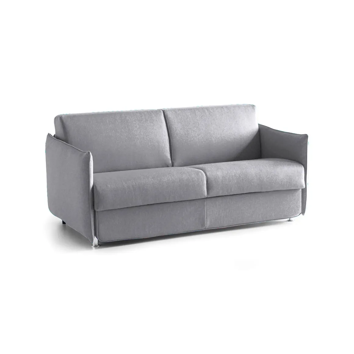 Divano Letto 2 Posti Grigio Sfoderabile Contenitore 160x95 cm, di Apertura a Ribalta Made in Italy - Follina