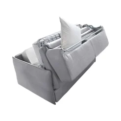 Divano Letto 2 Posti Grigio Sfoderabile Contenitore 160x95 cm, di Apertura a Ribalta Made in Italy - Follina