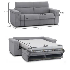 Divani Letto 2 Posti|Divano Contenitore Letto > Dmora Divano Letto 2 Posti Sfoderabile Contenitore 185x95 cm, di Apertura a Ribalta Made in Italy - Salorno Grigio